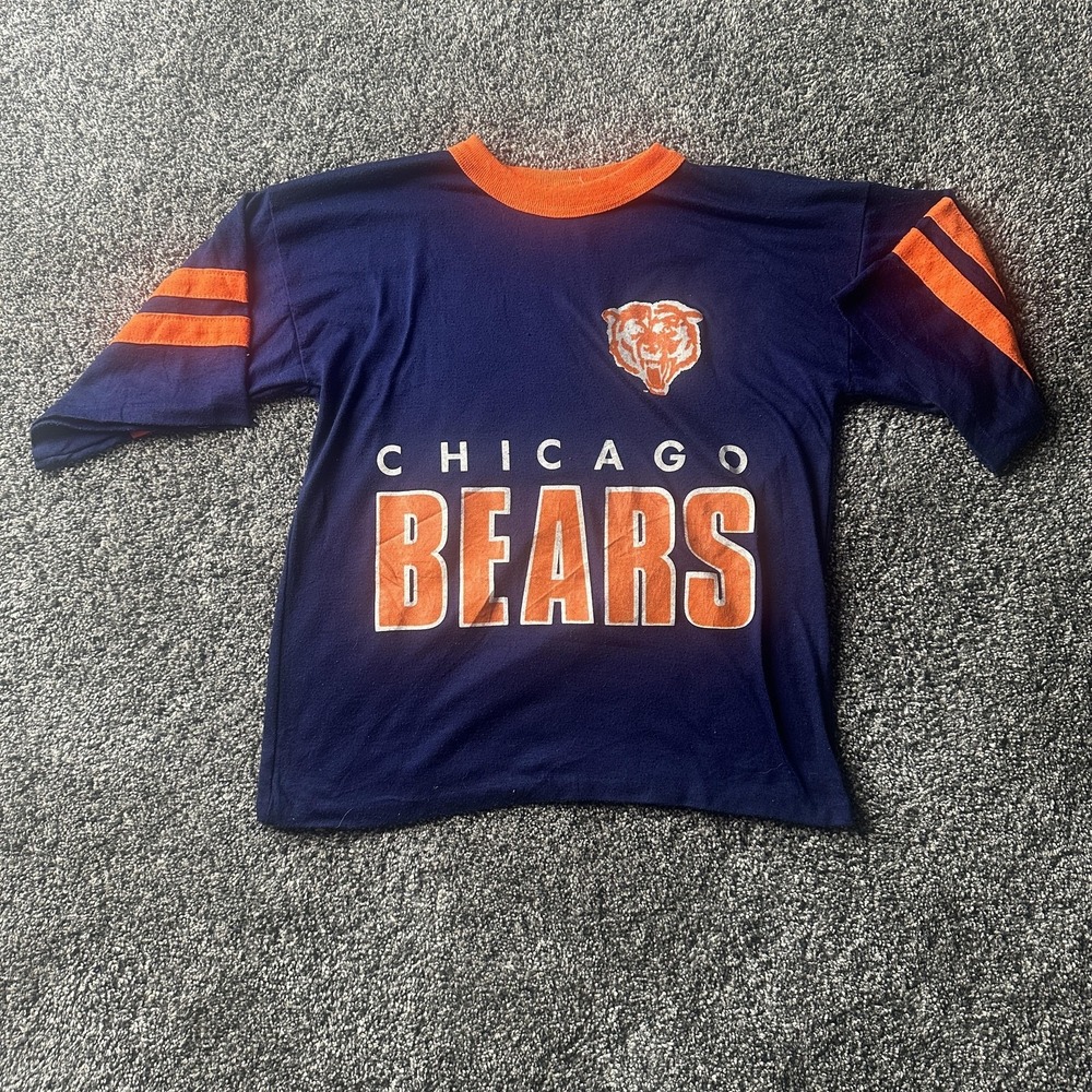 Vintage Chicago Bears Shirt Mens Small Blue Orange NFL Football Made USA 80s